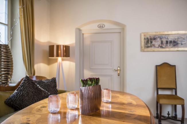 A guest room at Hotel Stafler